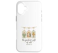 The Greatest Gifts of All Matthew 1:21 Nativity Watercolor Carcasa para iPhone 16 Plus