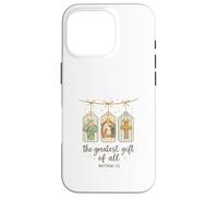 The Greatest Gifts of All Matthew 1:21 Nativity Watercolor Carcasa para iPhone 16 Pro