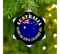 The Greatest Place on Earth - Adornos colgantes de Australia con bandera de países del mundo, festival internacional, adorno de árbol de Navidad, decoración de Navidad, adorno decorativo de cerámica