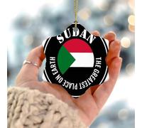 The Greatest Place on Earth - Adornos colgantes de bandera del estado de Sudán, adornos de Navidad, decoración de fiesta de Navidad, adorno decorativo de cerámica de doble cara, regalo para él y ella