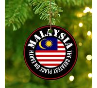 The Greatest Place on Earth - Adornos de Navidad de Malasia con la bandera del mundo global, adorno redondo para árbol de Navidad, adorno de cerámica colgante de países del mundo, recuerdo de Navidad