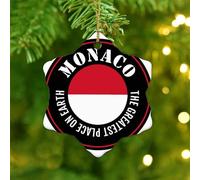 The Greatest Place on Earth - Adornos de Navidad de Mónaco, banderas nacionales del país, adorno de árbol de Navidad, decoración festiva, día festivo, decoración del hogar, adorno de cerámica rústica