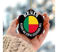 The Greatest Place on Earth Benin Ornamento de recuerdo de bandera de recuerdo de bar deportivo eventos de Navidad, decoración interior del hogar, adornos únicos de porcelana de cerámica colgante para