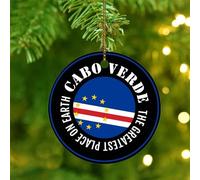 The Greatest Place on Earth Cabo Verde Adornos colgantes Bandera Nacional Regalos náuticos Adorno Recuerdo Festivo Vacaciones Decoración del Hogar Adorno de Cerámica Personalizado Colgante para
