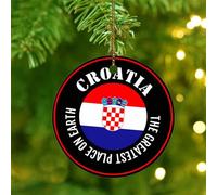 The Greatest Place on Earth Croacia, adornos de Navidad, bandera de regalo, adorno de colores vivos, decoración de árbol de Navidad, divertido adorno de cerámica de doble cara para hija e hijo
