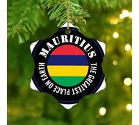 The Greatest Place on Earth Mauricio - Adornos colgantes de bandera de la ciudad, recuerdo internacional, adorno de Navidad, decoración de vacaciones, adorno decorativo de cerámica para cumpleaños