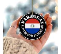 The Greatest Place on Earth Paraguay Adornos de Navidad con bandera patriótica para árbol de Navidad, decoración interior del hogar, elegante adorno circular de cerámica para amigos, compañeros de