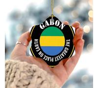 The Greatest Place on Earth - Recuerdo de Gabón con banderas nacionales de países marineros navegando redondo adorno de cerámica para árbol de Navidad, decoración de árbol de Navidad