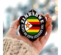 The Greatest Place on Earth Zimbabwe Adorno para árbol de Navidad, bandera de regalo de colores vivos, adornos de Navidad decorativos de cerámica de doble cara, colgante de regalo para él y ella