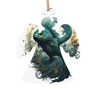 The Green Flying Fish - Adornos de madera con forma de ángel, 6 unidades, adecuados para colgar en paredes, puertas y ventanas