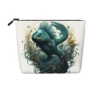 The Green Flying Fish - Bolsa de maquillaje de cáñamo falso, organizador de viaje de gran capacidad para viajes de negocios y uso diario