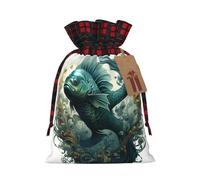 The Green Flying Fish - Bolsa de regalo con cordón de dos colores, ideal para Navidad, cumpleaños