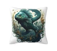 The Green Flying Fish - Funda de almohada cuadrada de felpa de 20 x 20 pulgadas, adecuada para el hogar, sala de estar, dormitorio y fundas de almohada interiores de coche.