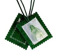 The Green Scapular | Devoción portátil al Inmaculado Corazón de María | Potente accesorio católico para comodidad espiritual | Gran regalo cristiano para confirmación, Tela, No es una piedra preciosa