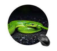 The Green Snake - Alfombrilla de mouse redonda de goma antideslizante, ultrafina, impermeable y portátil, para oficina, PC, laptop, consola de jugadores
