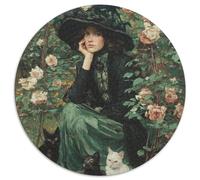The Green Witch and The Gato in The Rose Garden Rompecabezas Puzzle,1000pcs (67.5x67.5cm) Adulto Juego EduGatoivo Decoración del Hogar