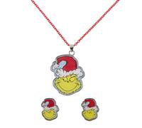 The grinch christmas set necklace + earrings