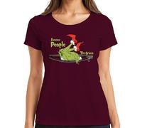The Grinch Ewwww People Navidad divertido regalo introvertido mujer camiseta, granate, L