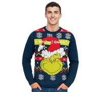 The Grinch Jersey de Navidad para Hombre y Mujer - ¿Quién? Me Grinchy? Jersey de punto de invierno Ugly Christmas Sweater Unisex Navidad Azul, azul, XL