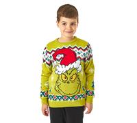 The Grinch Jersey navideño para niños en Verde | Jersey de Punto gráfico para niños | Top cálido de Punto de Manga Larga para Vacaciones Festivas | Divertido Jersey de Punto