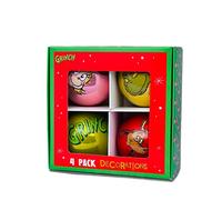 The Grinch - Juego de 4 bolas decorativas para árbol de Navidad, diseño del Dr. Seuss