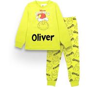 The Grinch Pijama de Navidad personalizado para niños, manga larga, 100 % algodón, pijama de invierno regalo para niños, verde, 7-8 años