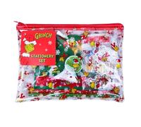 The Grinch Stationery Set de relleno de calcetines. Incluye lápices, regla, gomas de borrar, sacapuntas y estuche. Papelería navideña., mixto, Estuche para lápices