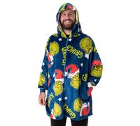 The Grinch - Sudadera con capucha para adultos | Jersey con capucha y forro polar con cremallera para adultos in Azul con estampado del personaje Grinch | Ropa de estar por casa con forro Sherpa
