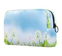 The Growing Weeds - Bolsa de cosméticos con diseño de diente de león bajo el cielo azul para mujer, bolsa organizadora de maquillaje grande con cremallera, multicolor, 18.5x7.5x13cm/7.3x3x5.1in,