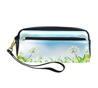 The Growing Weeds Dandelion Under The Blue Sky - Estuche para lápices de piel sintética con cremallera para niños y niñas, suministros escolares y de oficina