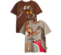 The Gruffalo Paquete de 2 Camisetas para niños | Camiseta gráfica marrón Gruffalo & Friends para niños | Conjunto de Top de Cuento de Hadas Multicolor de Manga Corta
