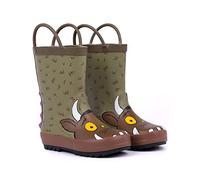 The Gruffalo Wellies Kids Toddlers | Unisex Boys Girls Woodland Book Character 3D Spikes Wellington Boots | Zapatos marrones resistentes al agua para caminar