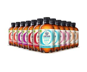 The Gutsy Captain Kombucha ZERO - Zero Sugar, Zero Calories - Bebida Probiótica Naturalmente Fermentada, Sin Pasteurizar, Vegan - 12 x 400ml - MixBox