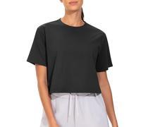 THE GYM PEOPLE Camiseta corta básica de entrenamiento para mujer, Negro, M