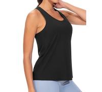 THE GYM PEOPLE Camiseta sin mangas de entrenamiento con espalda cruzada para mujer, camisetas de yoga atléticas para correr, Negro, S
