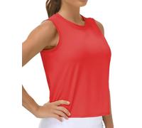 THE GYM PEOPLE Camisetas de entrenamiento para mujer en seda de hielo de secado rápido sin mangas, Hot Red, XL