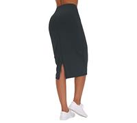 THE GYM PEOPLE Falda de tubo de cintura alta para mujer, con control de abdomen, elástica, por debajo de la rodilla, con abertura trasera, Gris, X-Large