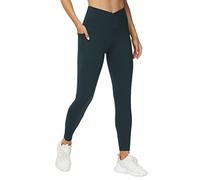 THE GYM PEOPLE Leggings de entrenamiento con cintura cruzada en V para mujer, control de abdomen, pantalones de yoga con bolsillos, Gris carbón, Large