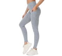 THE GYM PEOPLE Leggings de entrenamiento con cordón para mujer con bolsillos, pantalones de yoga, Gris claro, Small