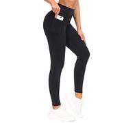 THE GYM PEOPLE Leggings de yoga de cintura alta con bolsillos, control de abdomen, pantalones de yoga para mujer, deportes, correr, Negro, S