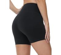 THE GYM PEOPLE Pantalones cortos de compresión de cintura alta para mujer, para yoga, control de abdomen, fitness, atletismo, correr, Negro -, Large