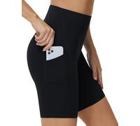 THE GYM PEOPLE Pantalones cortos de entrenamiento de cintura alta para mujer, de 8, 5, 3 pulgadas, elásticos, con control de abdomen, para yoga, ciclista, correr, con bolsillos, Negro, S