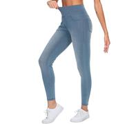 THE GYM PEOPLE - Pantalones de jeggings de cintura alta elástica para mujer con control de abdomen, leggings de mezclilla ajustados con bolsillos, mezclilla, azul claro , Small