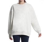 THE GYM PEOPLE Sudadera de forro polar con cuello redondo para mujer, ajuste holgado, suave y de gran tamaño, Light Grey, M