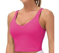 THE GYM PEOPLE Sujetador deportivo para mujer, sin varillas, acolchado, con soporte medio, Brillante rosa, S