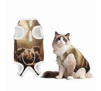 The Hamster on a Date - Traje de cirugía para perro, 100 % algodón, transpirable, de cuerpo completo, para perros y gatos, con bonitos estampados, mascotas masculinas y hembras, talla S