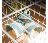 The Hamster & Small Animals - Túnel para mascotas dentro de la jaula suspendida, bonita hamaca impermeable de lino con gancho de metal y cuerda (pequeño, azul)