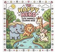 THE HAPPY HERD: Cute Animals Coloring Book: 40 Simple and Fun Coloring Pages for Kids, Toddlers, and Preschoolers