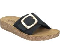 The Happy Monk | Sandalias de Piel Formentera-001 para Mujer - Sandalia en Color Negro con Ajuste de Hebilla Destalonada con Cuña Media - Slip On