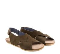 The Happy Monk Sandalias planas de mujer extra cómodas con suela antideslizante - Hechas en España - Arenal serraje (kaki - 38)